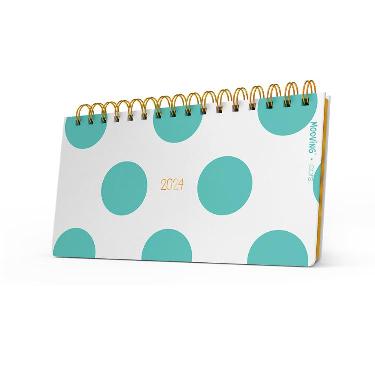 Agenda Mooving 2024 Pocket Dots Lunares Verdes (Blanca) Espiralada Semana la Vista Art.1409238